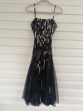 Cache Y2K Mesh Floral Dress Sheer Layered Striped Fairy Grunge Prom Whimsigoth